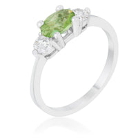 Thumbnail for Miranna 1.2ct Peridot CZ Rhodium Classic Oval Ring