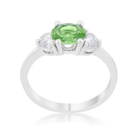 Thumbnail for Miranna 1.2ct Peridot CZ Rhodium Classic Oval Ring
