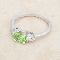 Thumbnail for Miranna 1.2ct Peridot CZ Rhodium Classic Oval Ring