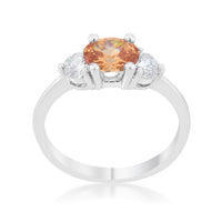 Thumbnail for Miranna 1.2ct Champagne CZ Rhodium Classic Oval Ring
