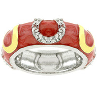 Thumbnail for Double Pink Enamel Horseshoe Ring
