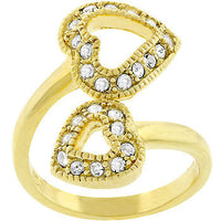 Thumbnail for Dual Pave Hearts Ring