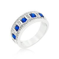 Thumbnail for Blue and Clear Encrusted Rhodium Plated Ring