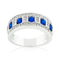 Thumbnail for Blue and Clear Encrusted Rhodium Plated Ring