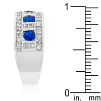 Thumbnail for Blue and Clear Encrusted Rhodium Plated Ring