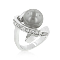 Thumbnail for Rhodium Plated Knotted Simulated Pearl Ring