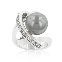 Thumbnail for Rhodium Plated Knotted Simulated Pearl Ring