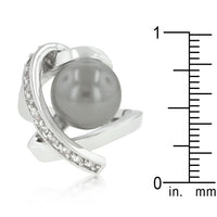 Thumbnail for Rhodium Plated Knotted Simulated Pearl Ring