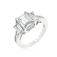 Thumbnail for Emerald Cut Triplet Engagement Ring