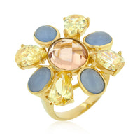 Thumbnail for Multi-Cubic Zirconia Floral Golden Ring