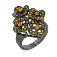 Thumbnail for Black Mystique Yellow Crystal Floral Ring