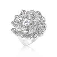 Thumbnail for Large Flower Cubic Zirconia Cocktail Ring
