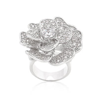 Thumbnail for Large Flower Cubic Zirconia Cocktail Ring