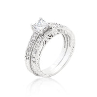 Thumbnail for Princess Cut Filigree Bridal Ring Set