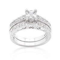 Thumbnail for Princess Cut Filigree Bridal Ring Set