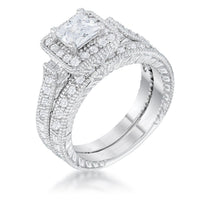 Thumbnail for Art Deco Princess Cut Bridal Set