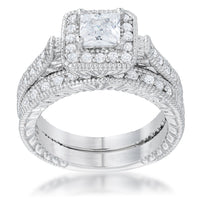 Thumbnail for Art Deco Princess Cut Bridal Set