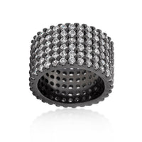 Thumbnail for Hematite Wide Pave Cubic Zirconia Ring