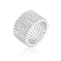 Thumbnail for Rhodium Plated Finishd Wide Pave Cubic Zirconia Ring
