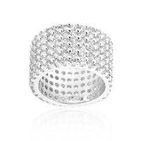 Thumbnail for Rhodium Plated Finishd Wide Pave Cubic Zirconia Ring