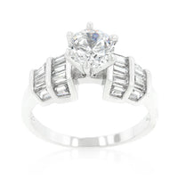 Thumbnail for Tapered Baguette Cubic Zirconia Engagement Ring