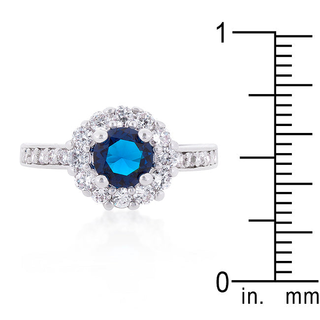 Sapphire Blue Halo Engagement Ring