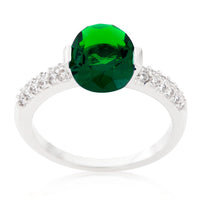 Thumbnail for Green Oval Cubic Zirconia Engagement Ring