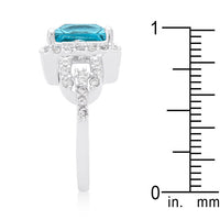 Thumbnail for Halo Style Princess Cut Aqua Blue Cocktail Ring