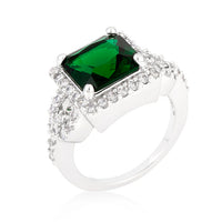 Thumbnail for Halo Style Princess Cut Emerald Green Cocktail Ring