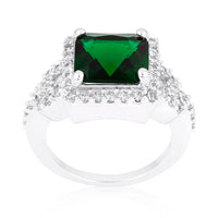 Thumbnail for Halo Style Princess Cut Emerald Green Cocktail Ring