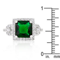 Thumbnail for Halo Style Princess Cut Emerald Green Cocktail Ring