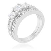 Thumbnail for Three Stone Wedding Ring Set