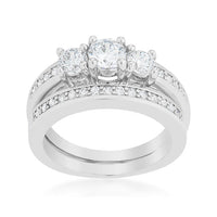 Thumbnail for Three Stone Wedding Ring Set