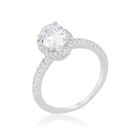 Thumbnail for Oval-Cut Floating Halo Cubic Zirconia Engagement Ring