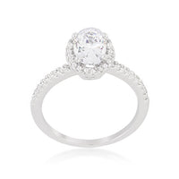 Thumbnail for Oval-Cut Floating Halo Cubic Zirconia Engagement Ring