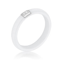 Thumbnail for White Ceramic Band Ring With Cubic Zirconia