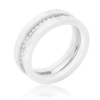 Thumbnail for White Ceramic Triplet Ring With Cubic Zirconia