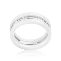 Thumbnail for White Ceramic Triplet Ring With Cubic Zirconia