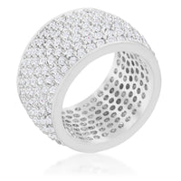 Thumbnail for Wide Pave Cubic Zirconia Silvertone Band Ring