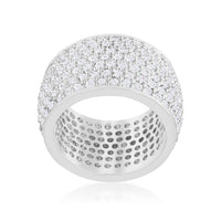 Thumbnail for Wide Pave Cubic Zirconia Silvertone Band Ring