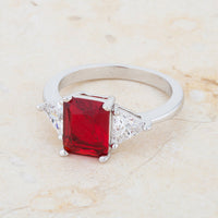 Thumbnail for Classic Ruby Rhodium Engagement Ring