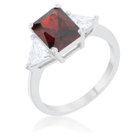 Thumbnail for Classic Garnet Rhodium Engagement Ring