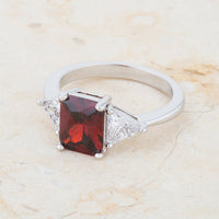 Thumbnail for Classic Garnet Rhodium Engagement Ring
