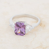 Thumbnail for Classic Amethyst Rhodium Engagement Ring