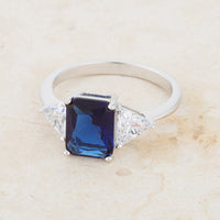 Thumbnail for Classic Sapphire Rhodium Engagement Ring