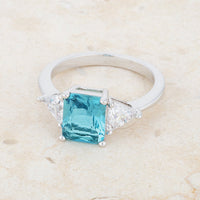 Thumbnail for Classic Blue Topaz Rhodium Engagement Ring