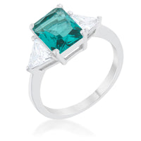 Thumbnail for Classic Aqua Rhodium Engagement Ring