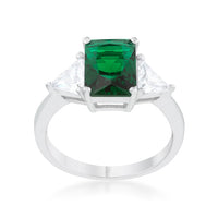 Thumbnail for Classic Emerald Rhodium Engagement Ring