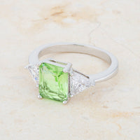 Thumbnail for Classic Apple Green Rhodium Engagement Ring