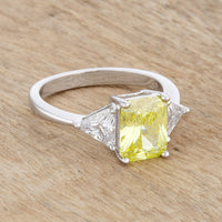 Thumbnail for Classic Peridot Rhodium Engagement Ring
